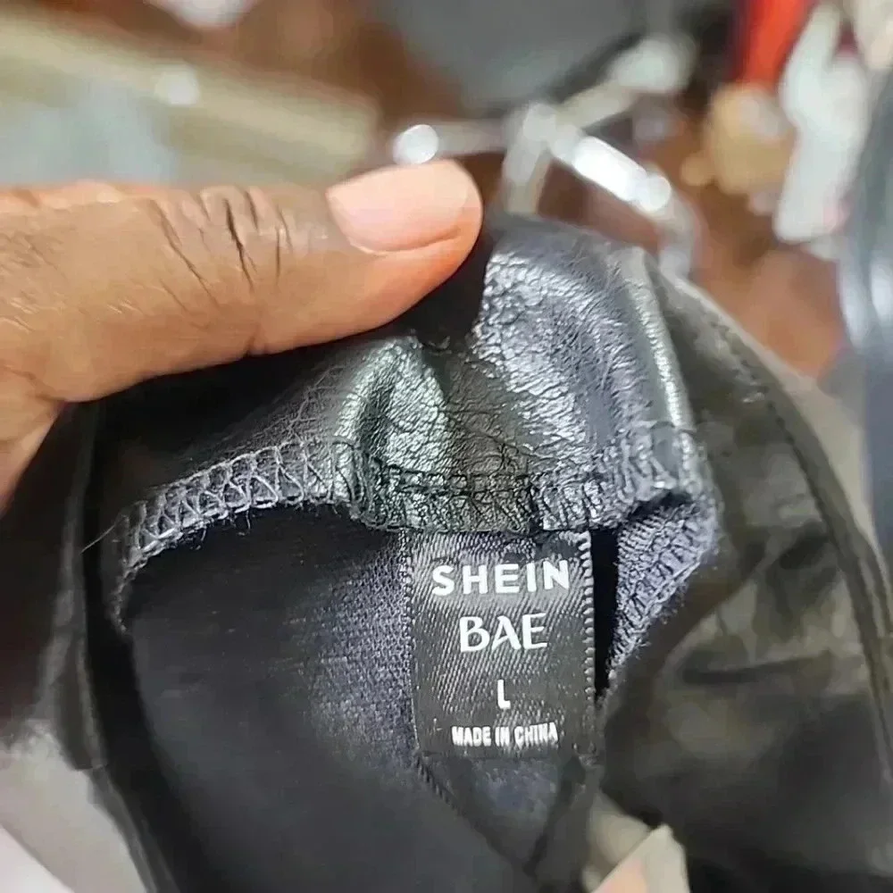 Sleek and Chic: Shein Bae Faux Leather Black Mini Skirt (Size Large, NWT) - Picture 5 of 8